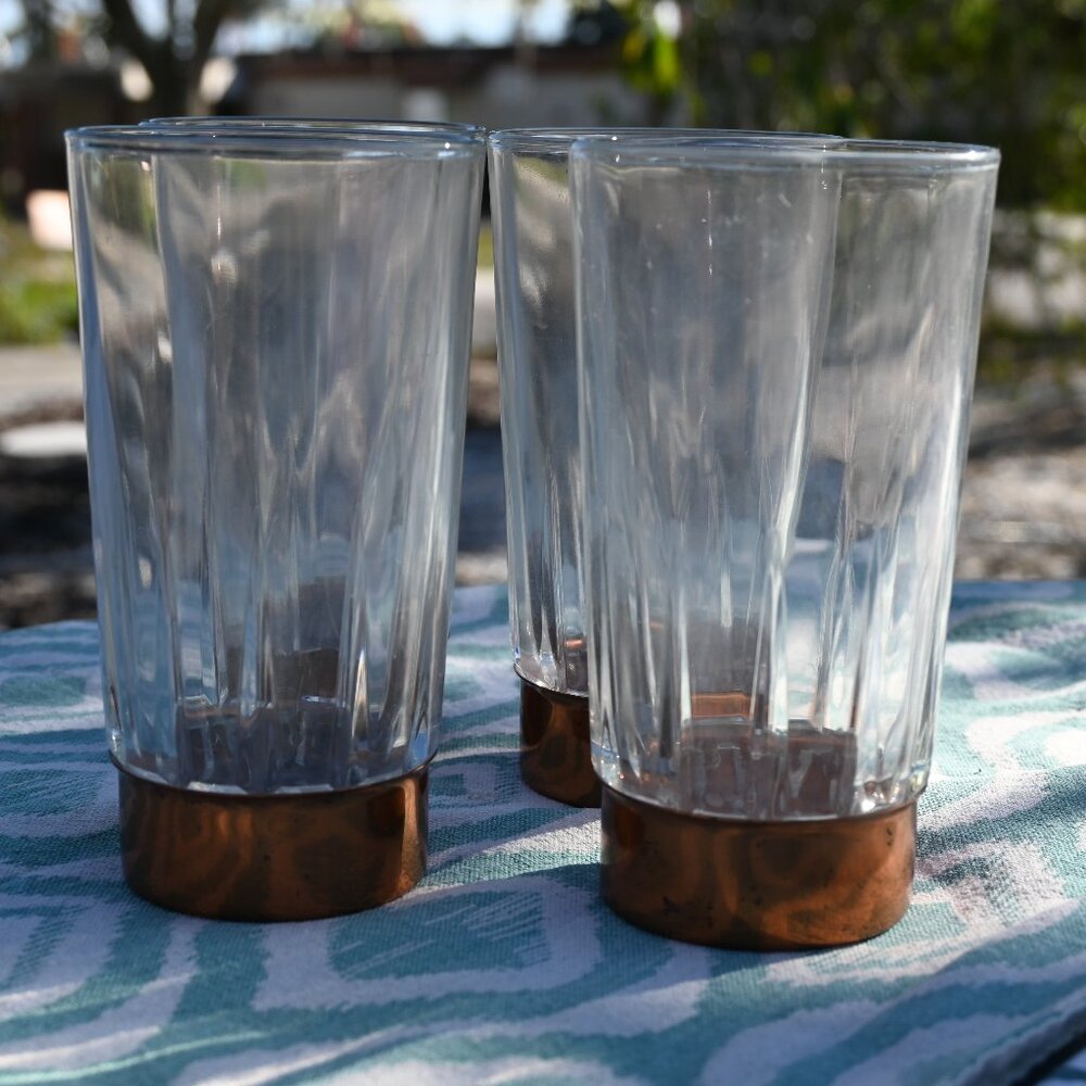 Vintage Coppercraft Guild Water Glasses Tumbler Set of 4 MCM